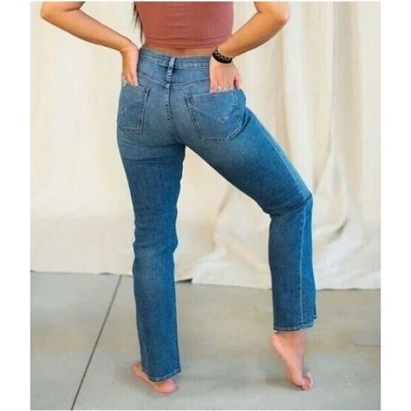 Hudson Jeans Barbara High Waist Straight Leg Spliced Hem Retail $195 Size 30 - Picture 3 of 5